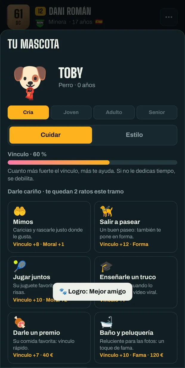 La mascota del futbolista con accesorios